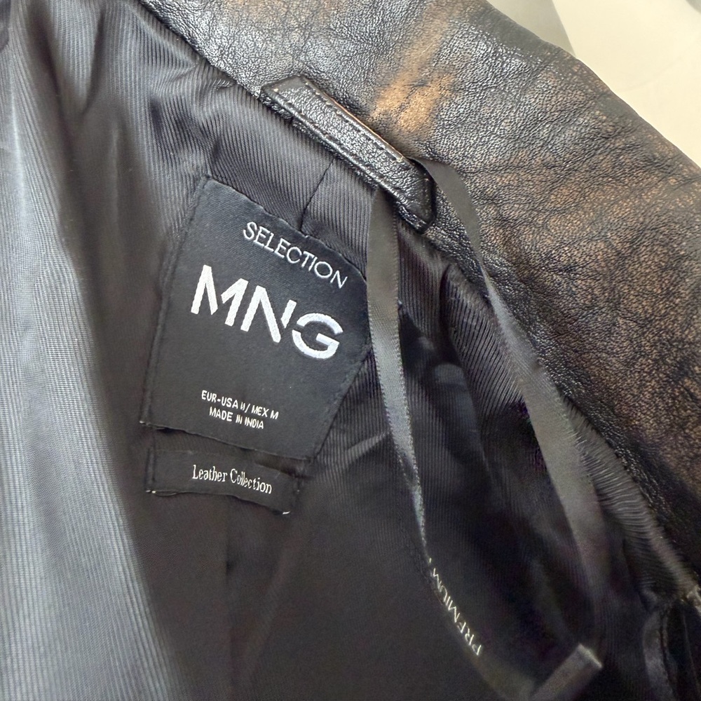 Mango Buffalo Leather Jacket M - image 8